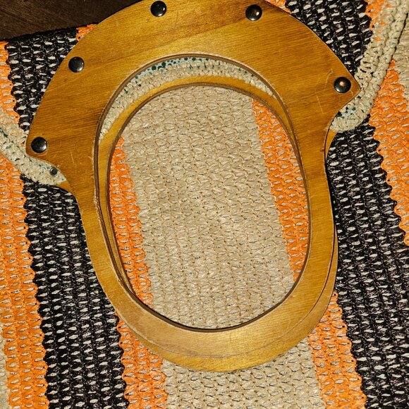 Vintage Bohemian Beach Style Bag with Wooden Handles Smith's Bermuda Italy - Picture 3 of 12